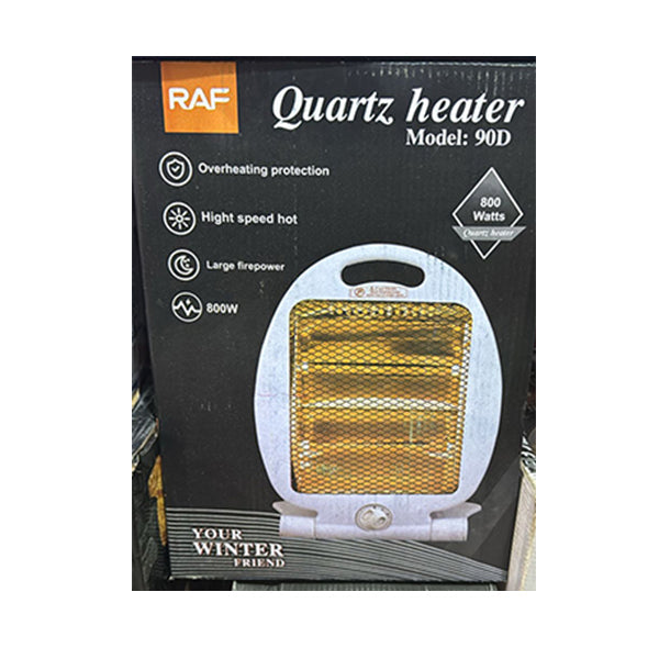 RAF Quartz Room Heater with 2-Tube , 800W power , adjustable thermostat  Model 90D