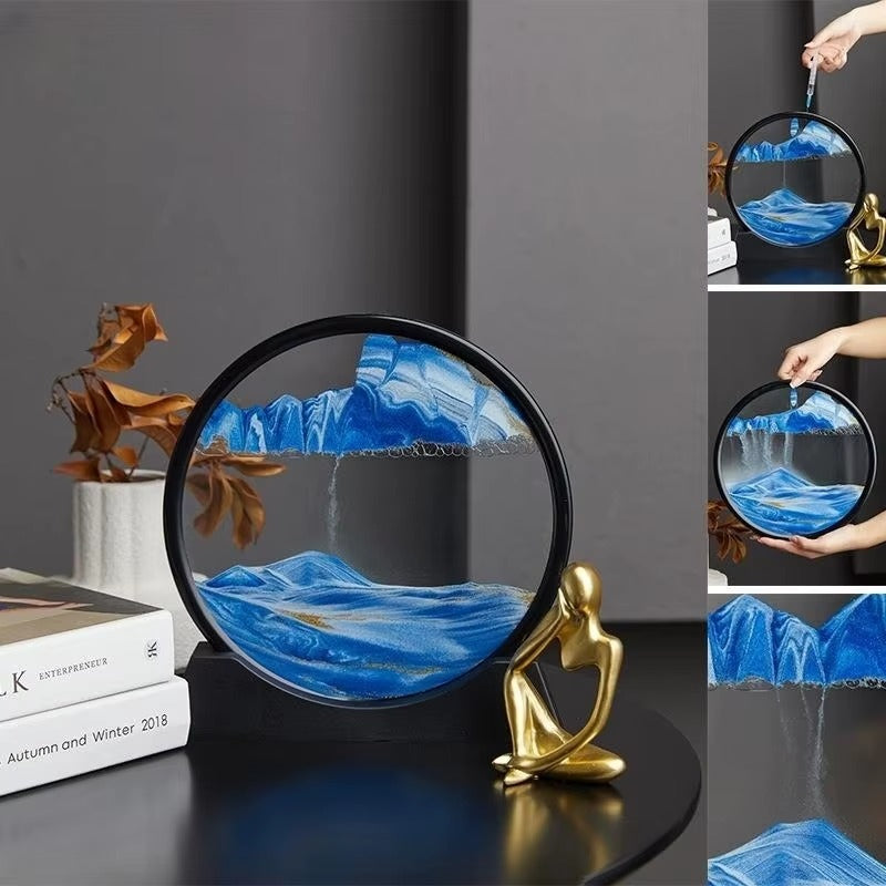 3D Sand moving Art liquid Illustration decoration piece